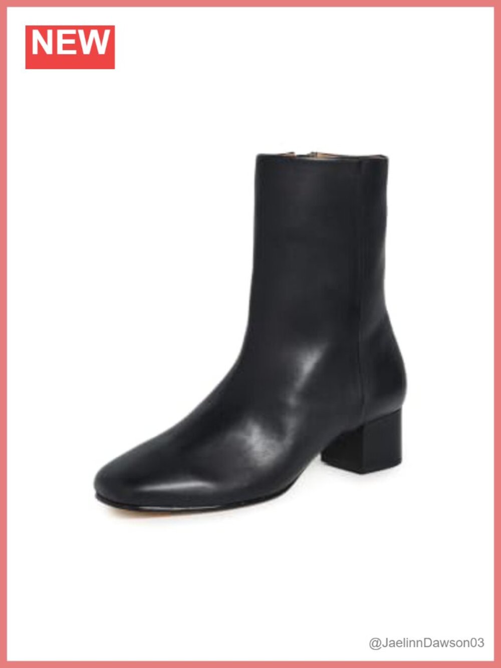 BEEK Leather Ankle Booties Round Toe Block Heel Zip-Up